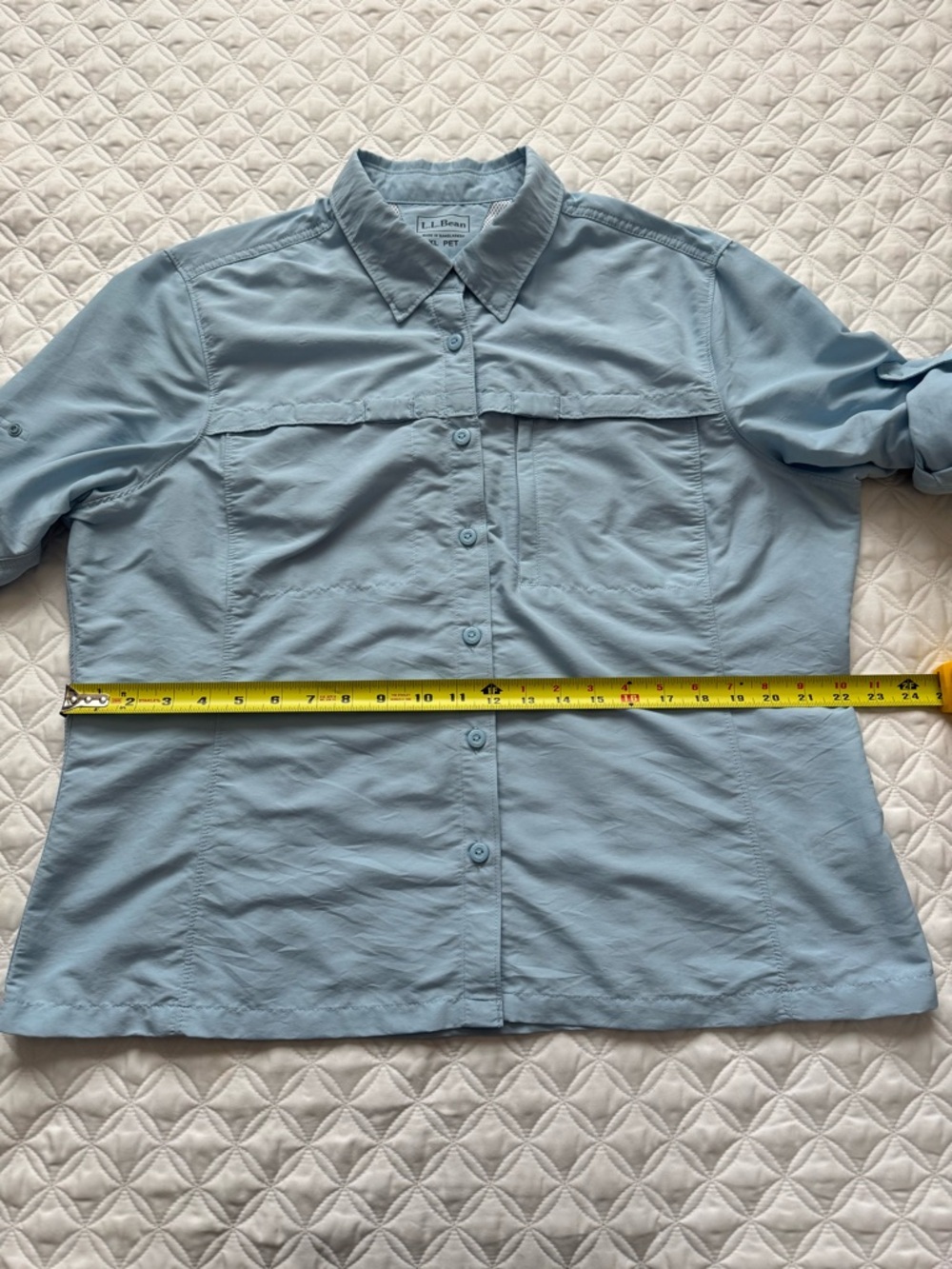 L.L. Bean Light Blue Tropicwear Button-Down Long Sleeve Sun Block Shirt Sz XLP - Picture 10 of 16